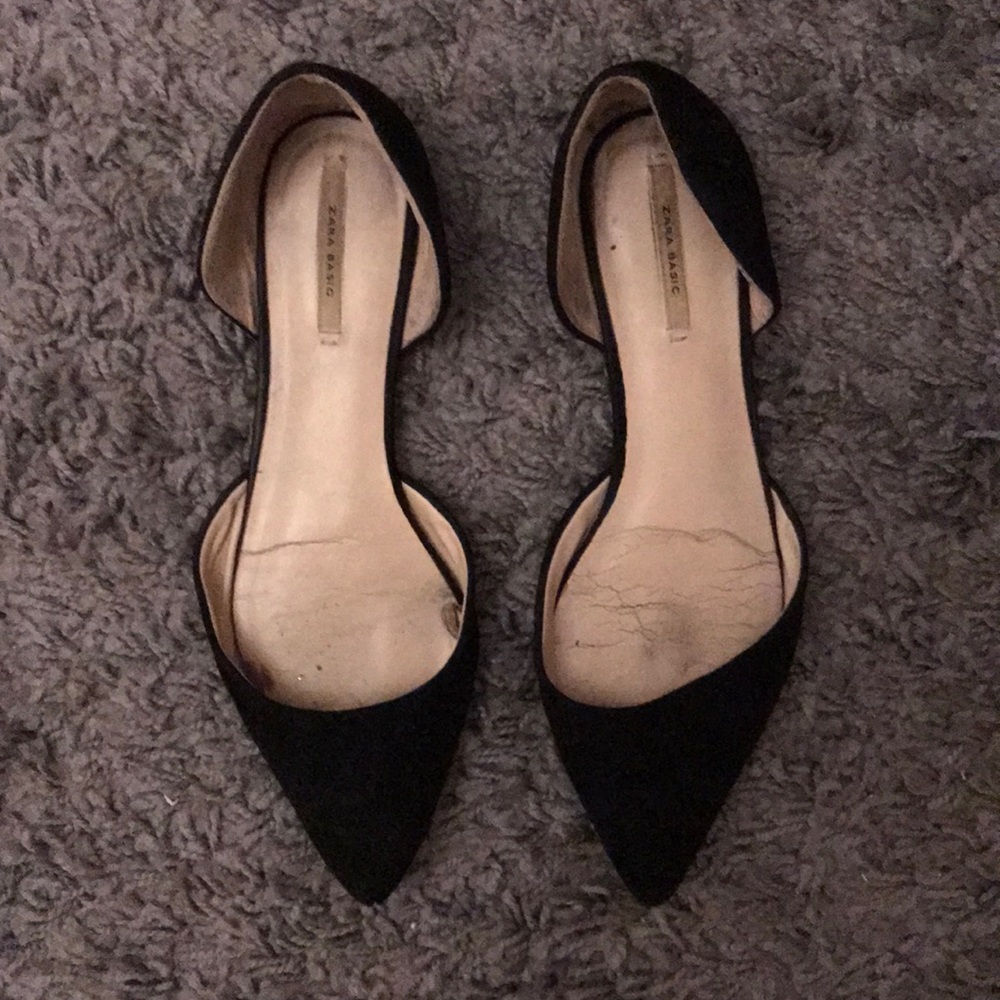 Zara Basic black suede flats
